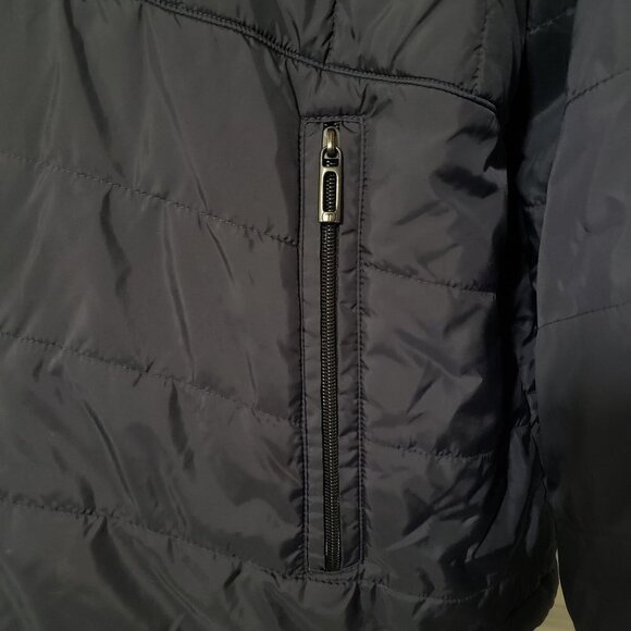 Tumi Tech Puffer Coat Quilted Hooded Polyester Pockets Black Mens XL - Picture 3 of 14